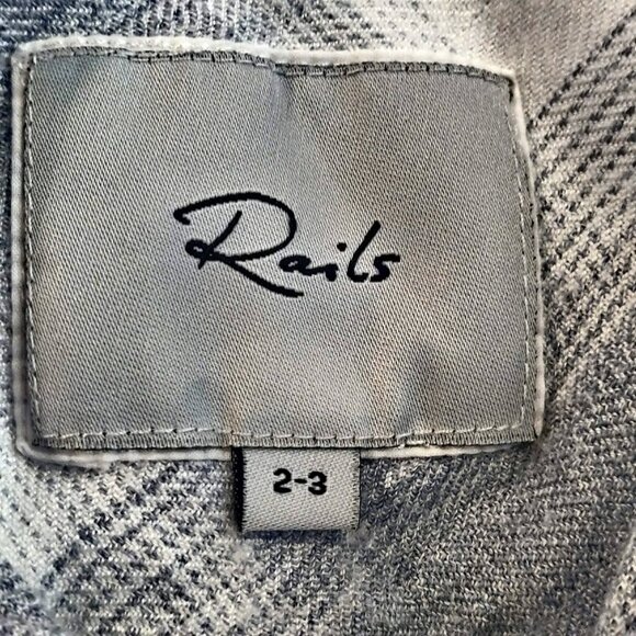 Rails Toddler Girls Size 2-3 Blue Gray Plaid Button Up Long Sleeve Rayon Top - Picture 5 of 8